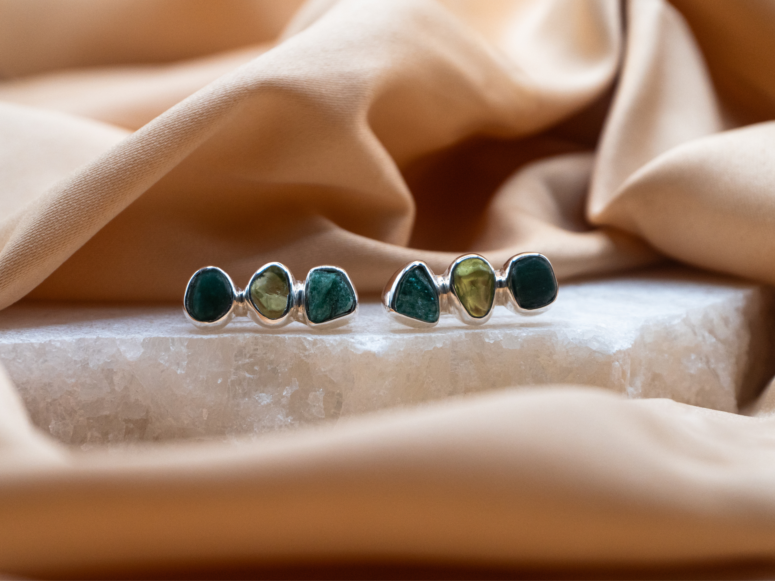 The Orchid Earrings: Peridot, Green Jade and Green Aventurine