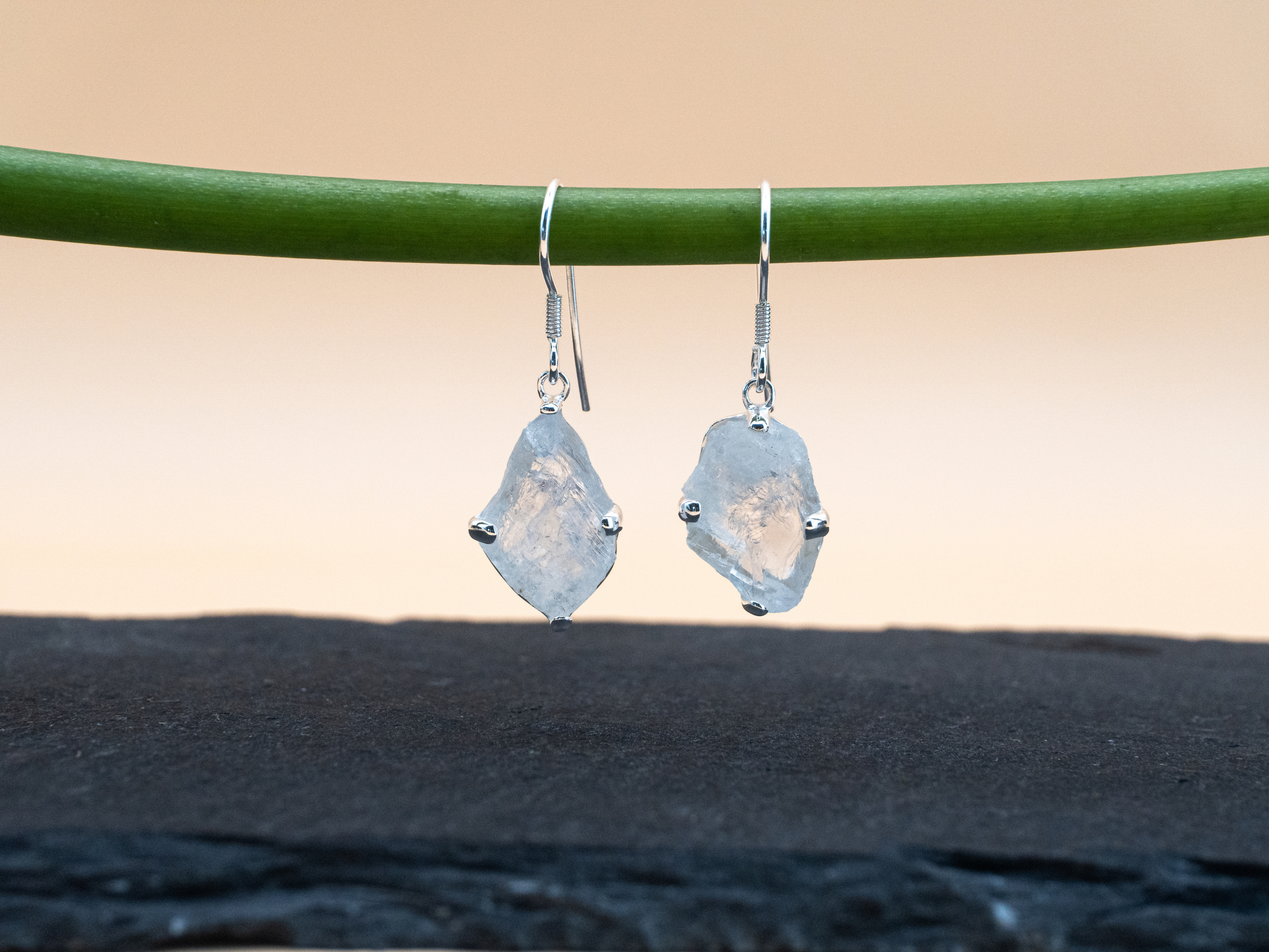 The Cascade Earrings: Rainbow Moonstone