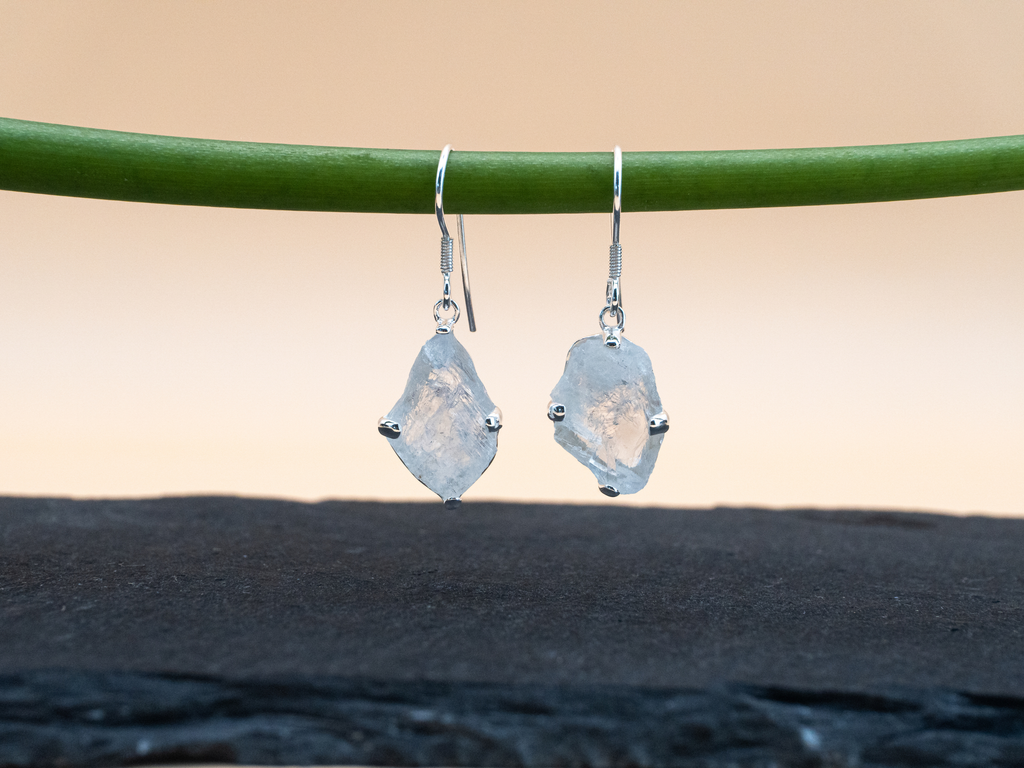 The Cascade Earrings: Rainbow Moonstone
