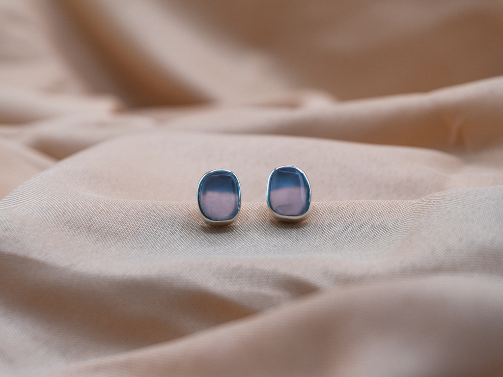 The Lotus Earrings: Blue Chalcedony