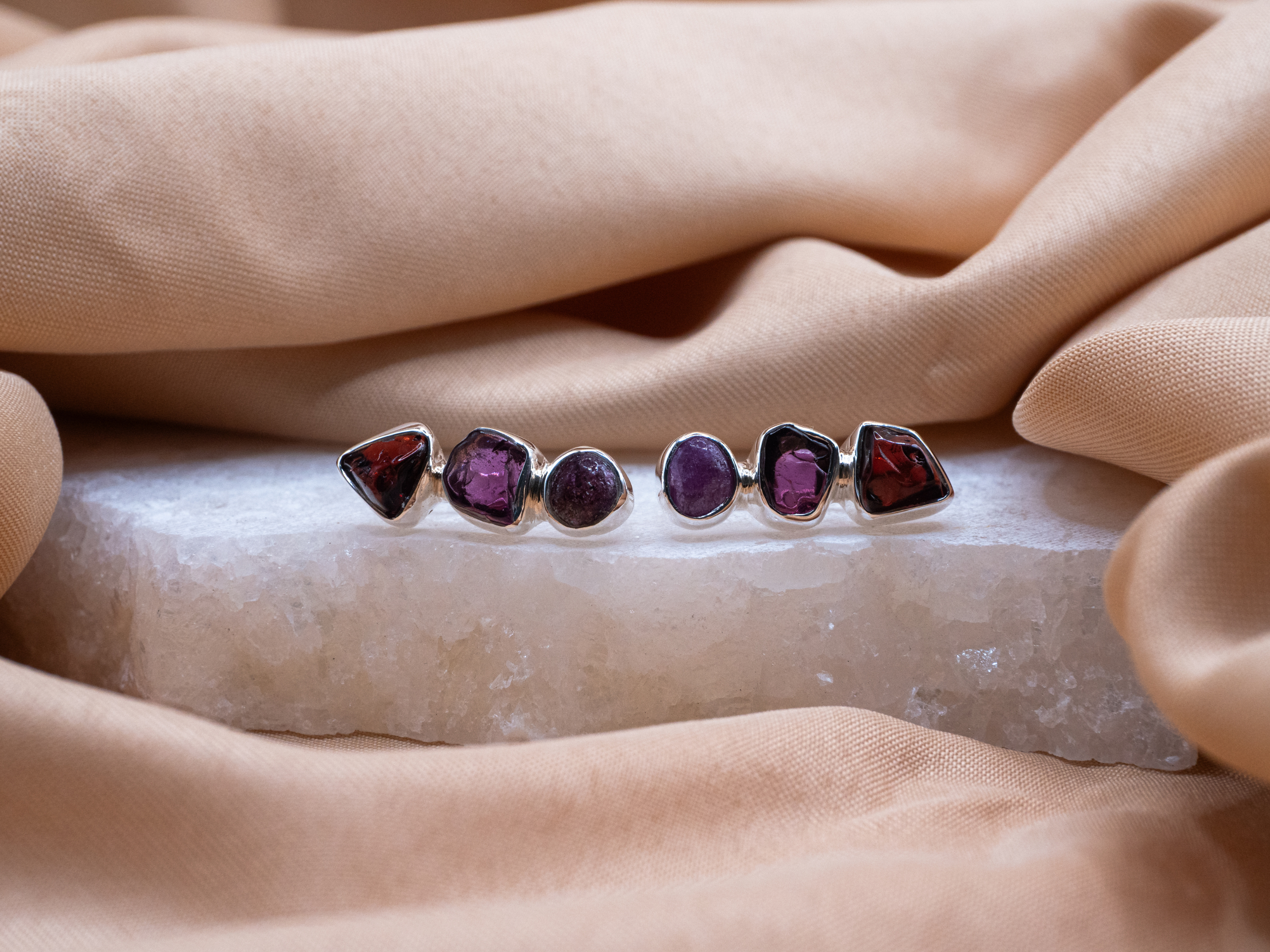 The Orchid Earrings: Garnet, Rhodonite and Ruby