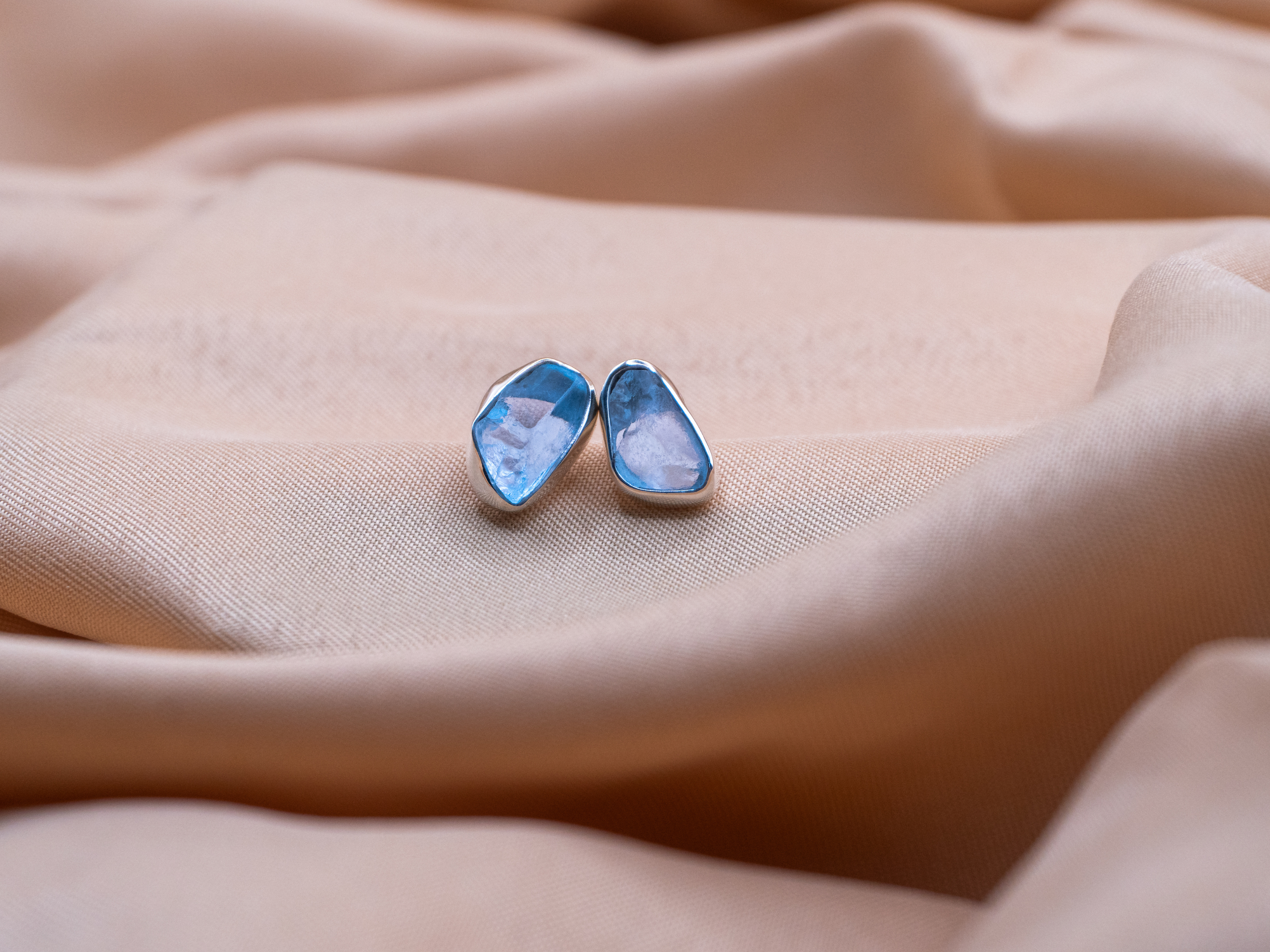 The Lotus Earrings: Swiss Blue Topaz