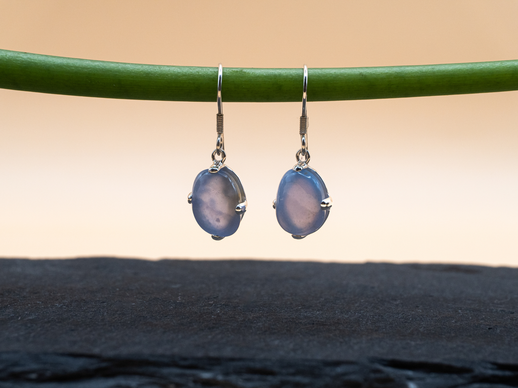 The Cascade Earrings: Blue Chalcedony
