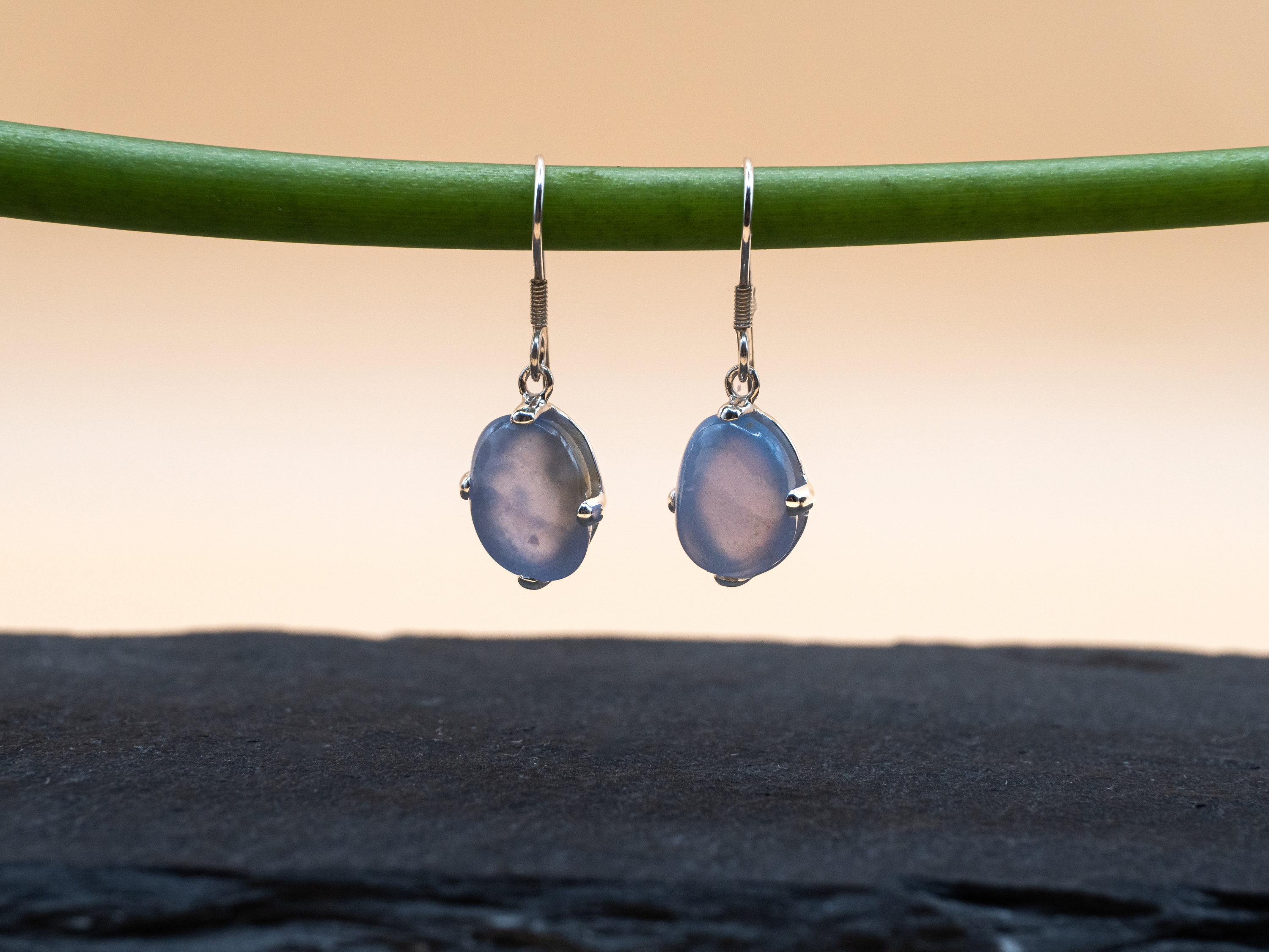 The Cascade Earrings: Blue Chalcedony