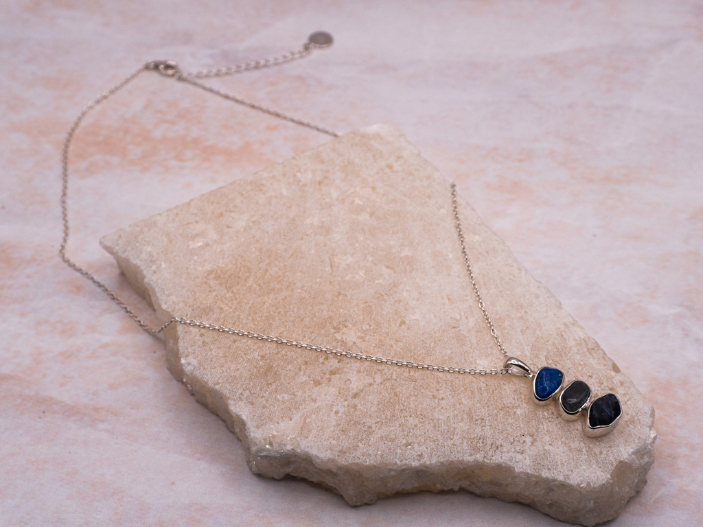 The Marigold Necklace: Kyanite, Sodalite and Lapis Lazuli