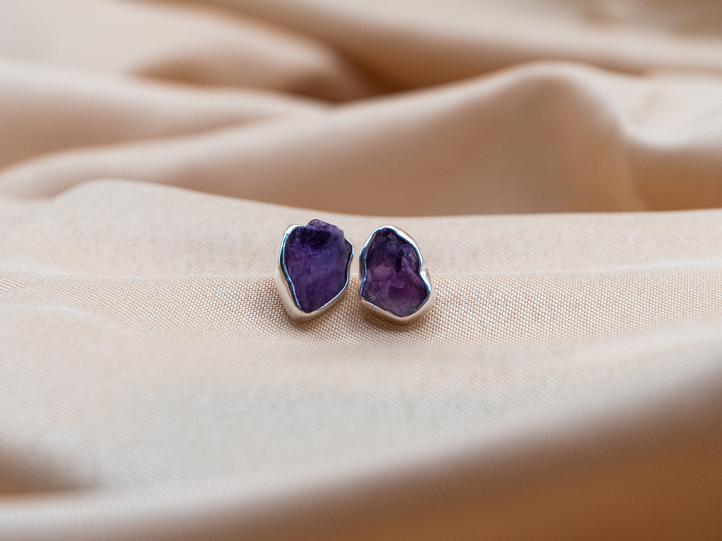 The Lotus Earrings: Amethyst