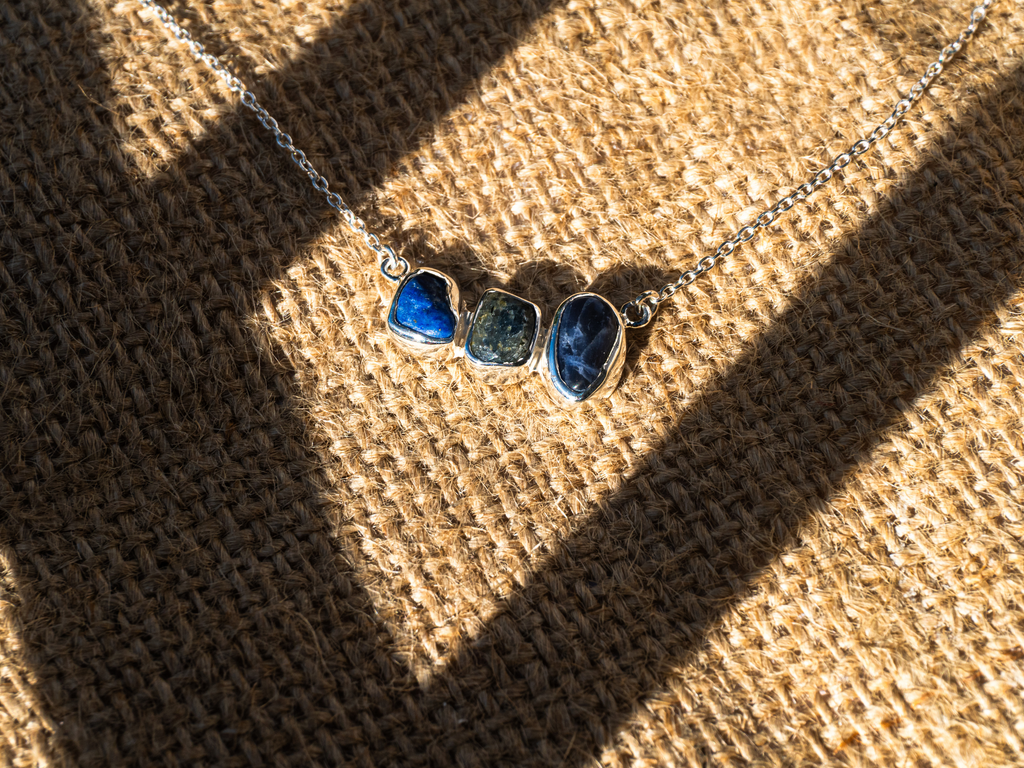 The Jasmine Necklace: Kyanite, Sodalite and Lapis Lazuli
