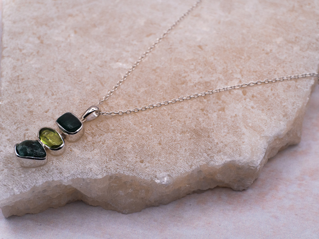 The Marigold Necklace: Peridot, Green Jade and Green Aventurine