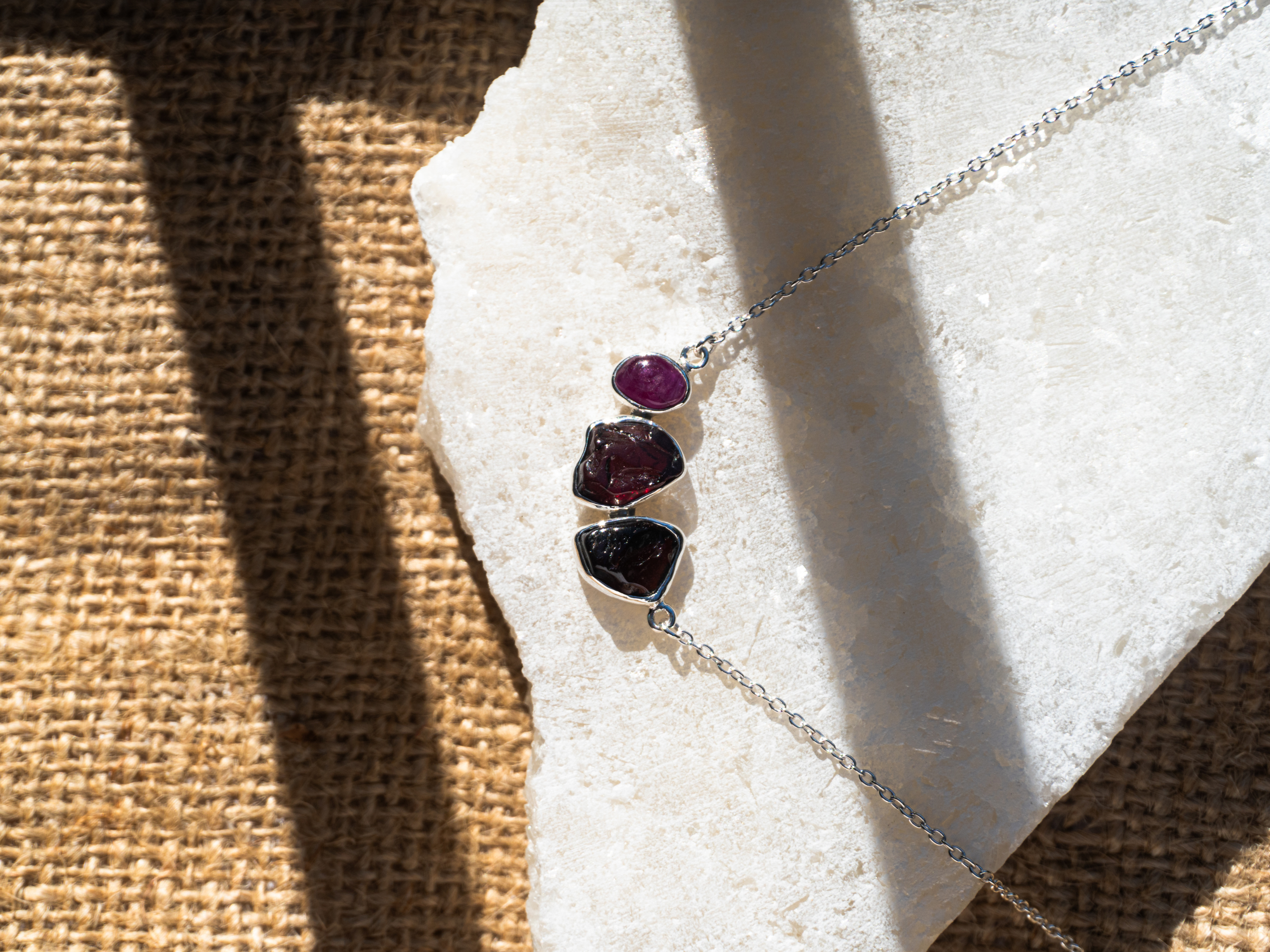 The Jasmine Necklace: Garnet, Rhodonite and Ruby