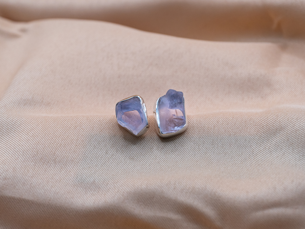 The Lotus Earrings: Lavender Quartz