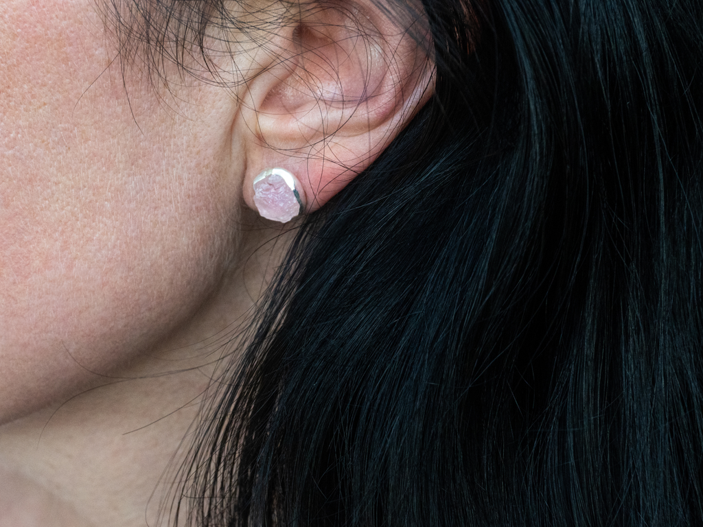 The Lotus Earrings: Rose Quartz