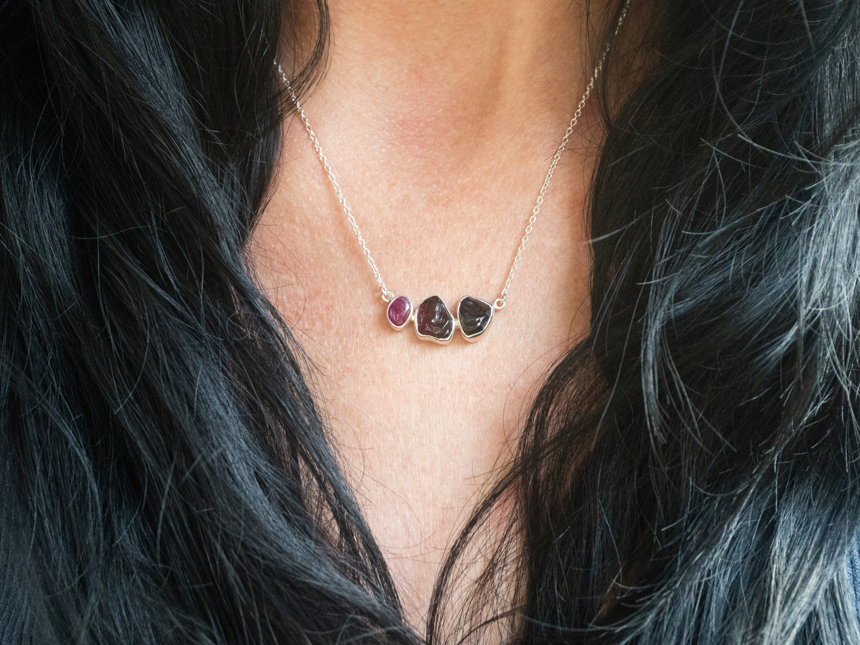 The Jasmine Necklace: Garnet, Rhodonite and Ruby