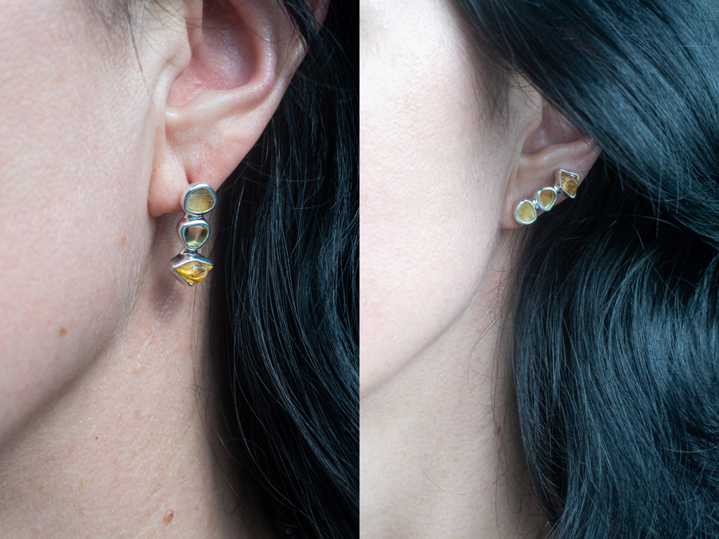 The Orchid Earrings: Citrine, Lemon Quartz and Yellow Calcite