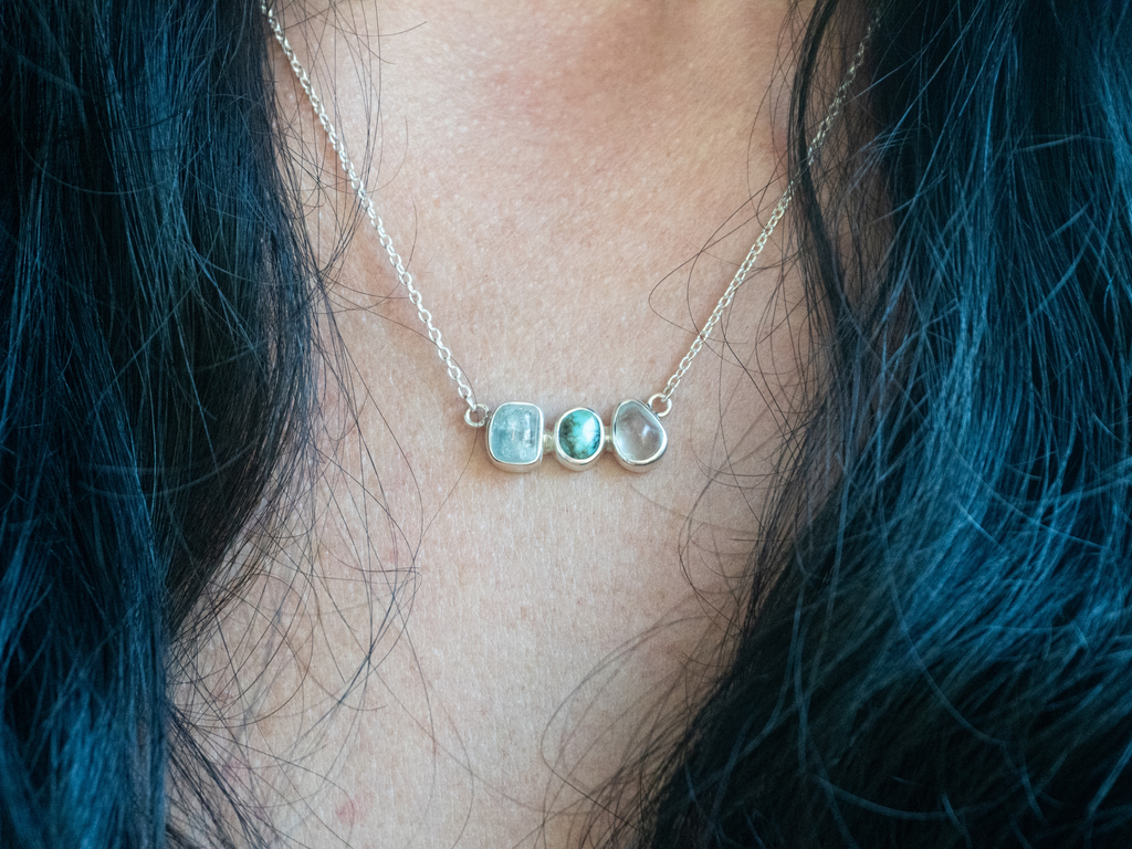 The Jasmine Necklace: Blue Topaz, Aquamarine and Turquoise