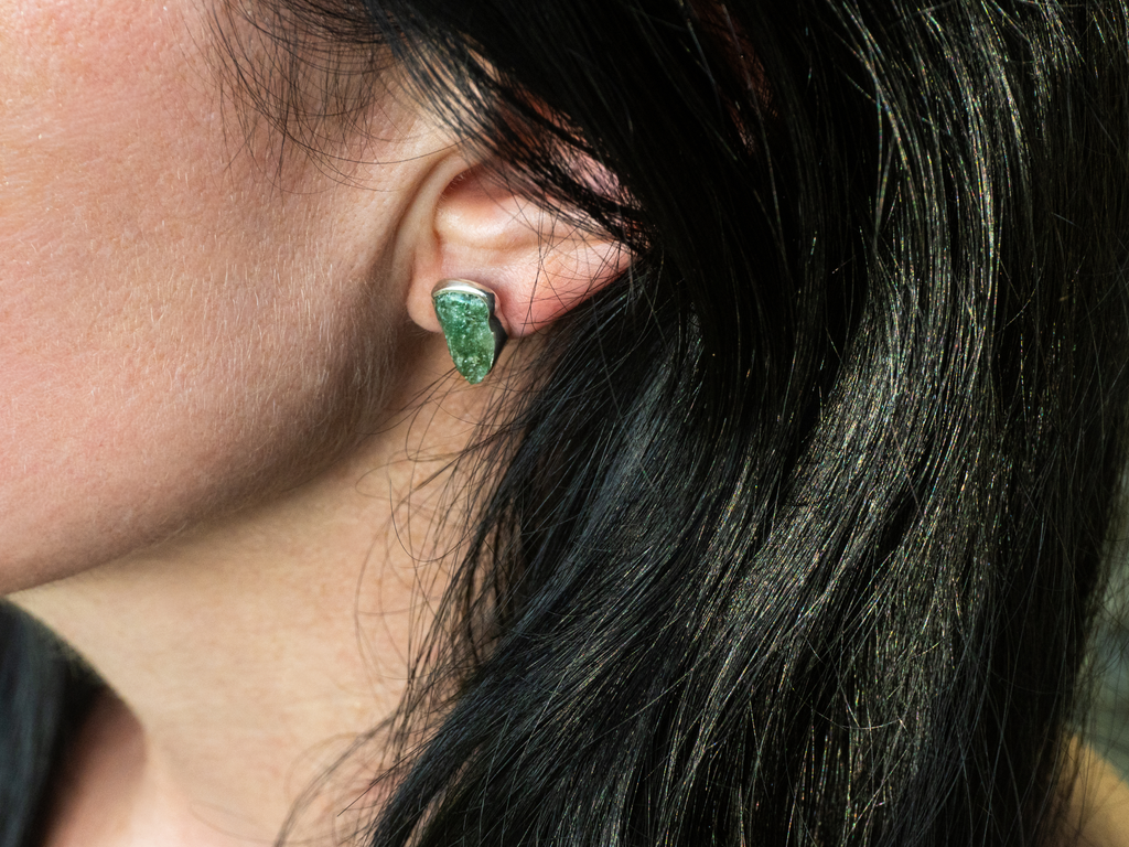 The Lotus Earrings: Green Aventurine