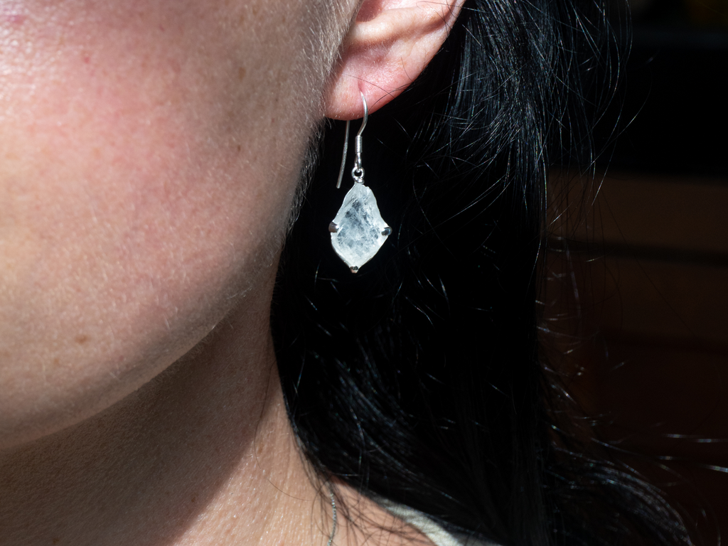 The Cascade Earrings: Rainbow Moonstone