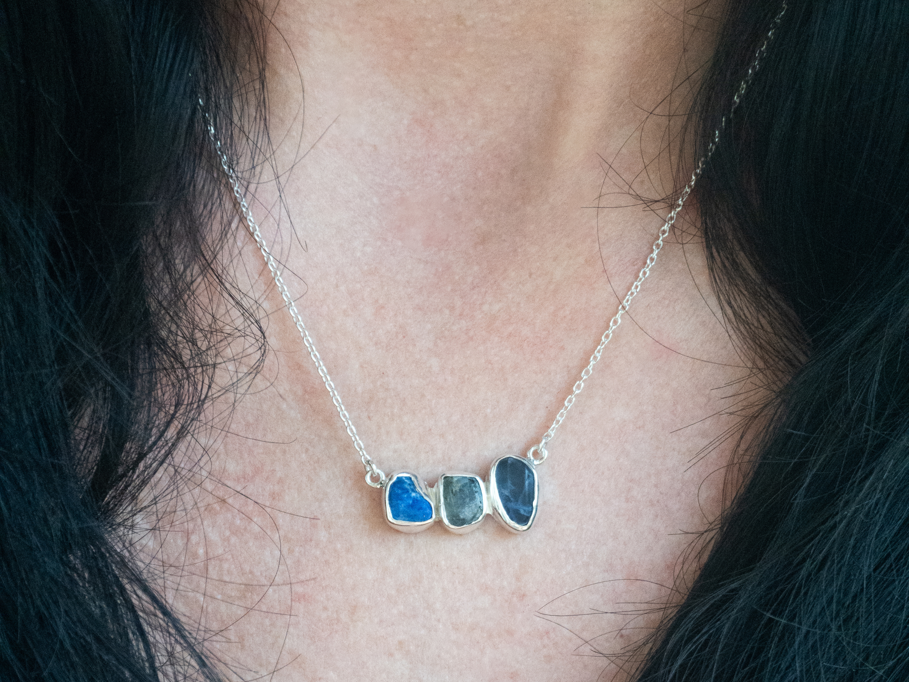 The Jasmine Necklace: Kyanite, Sodalite and Lapis Lazuli