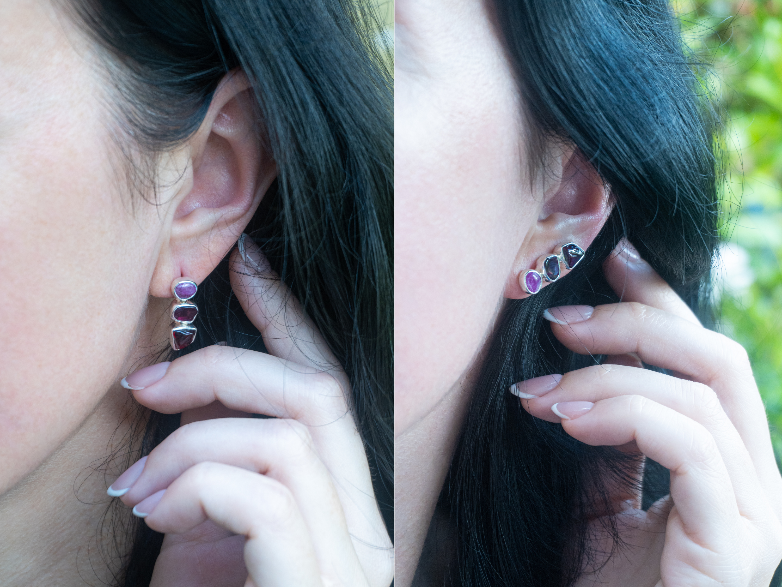 The Orchid Earrings: Garnet, Rhodonite and Ruby