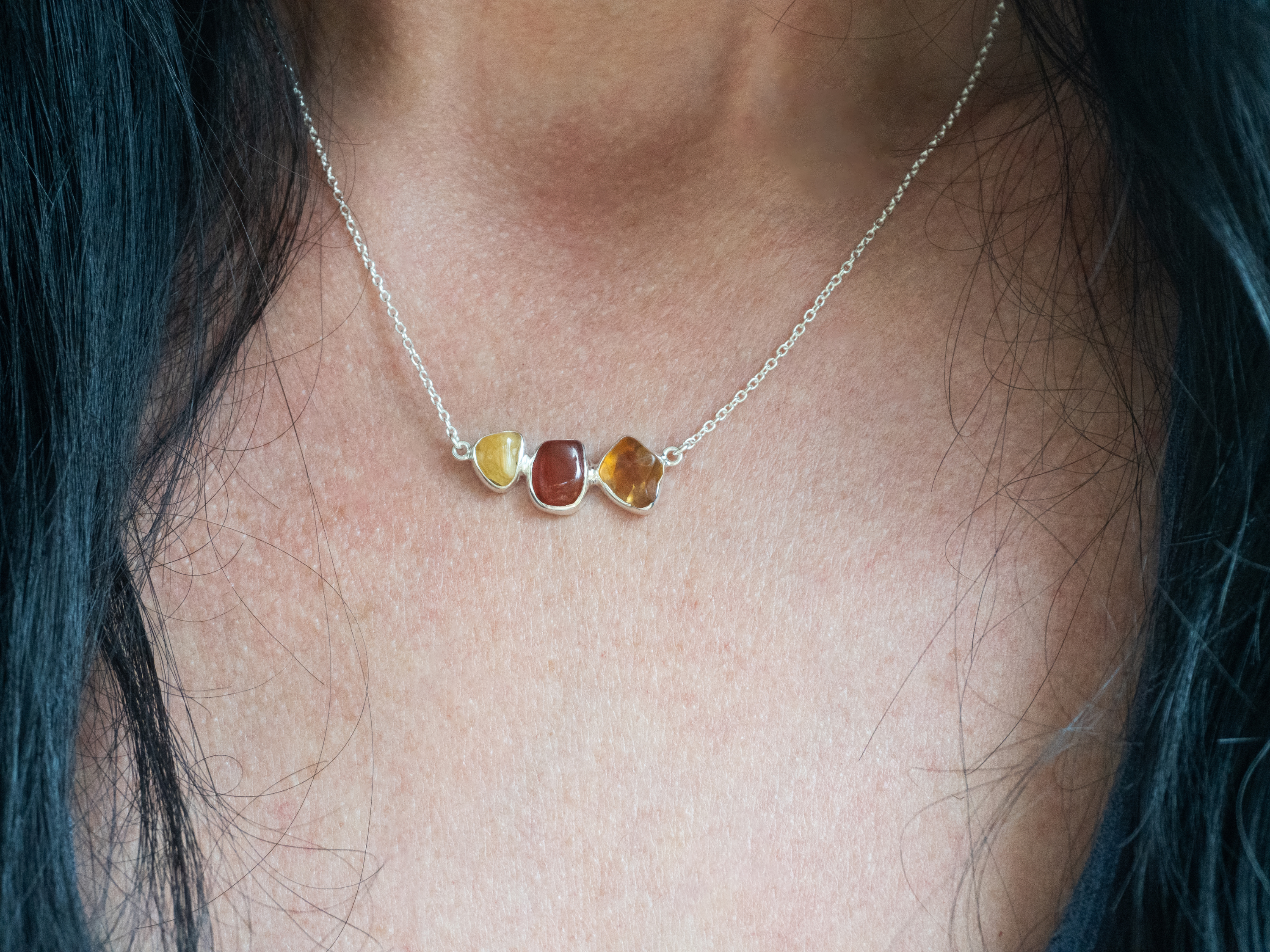 The Jasmine Necklace: Orange Citrine, Carnelian and Amber