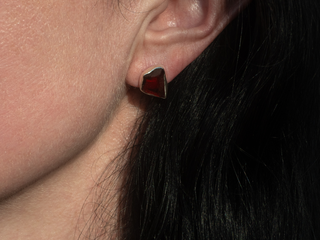 The Lotus Earrings: Garnet