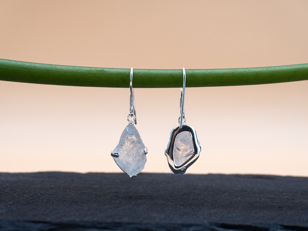 The Cascade Earrings: Rainbow Moonstone