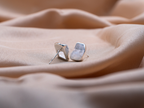 The Lotus Earrings: Rainbow Moonstone