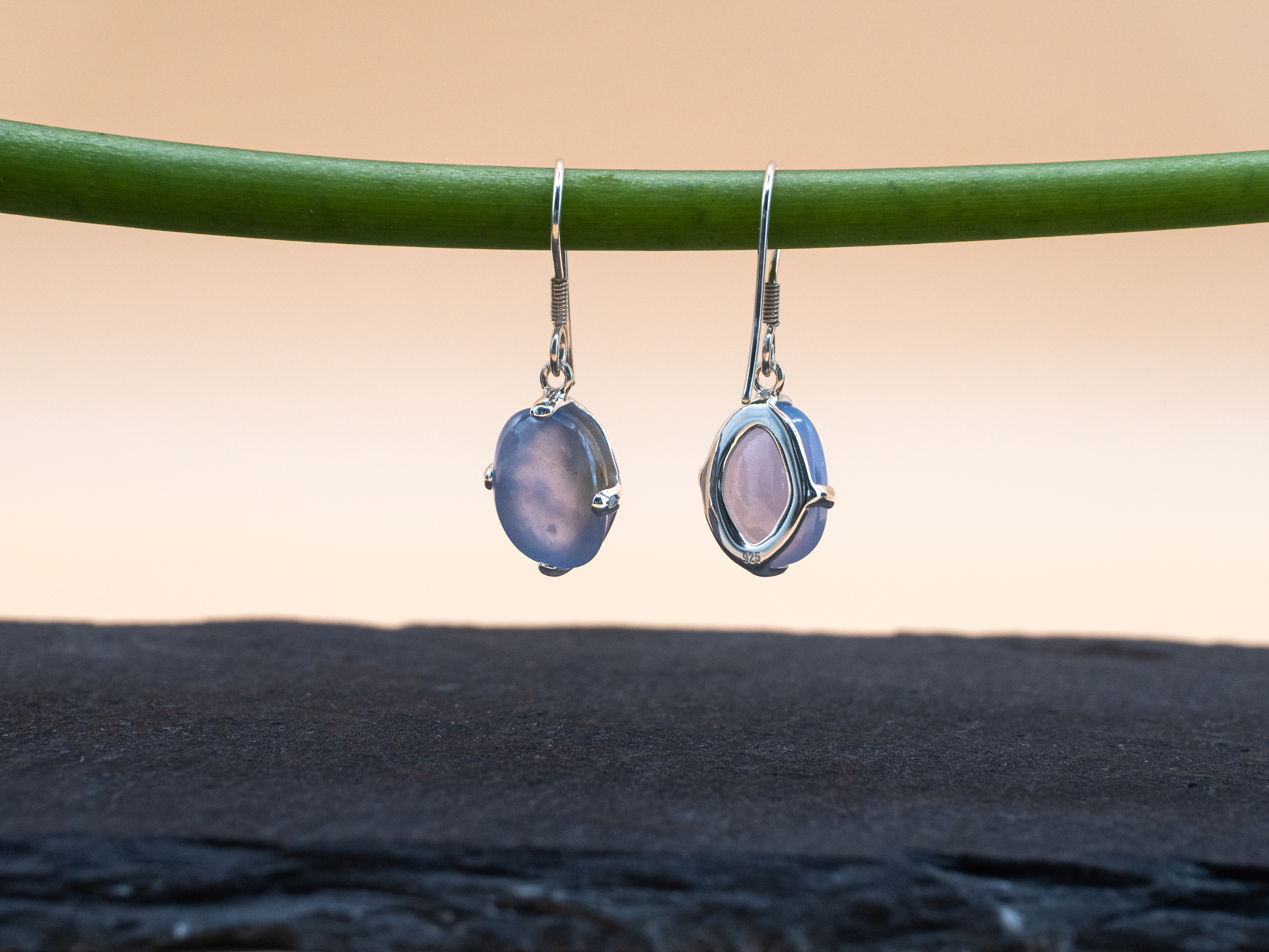 The Cascade Earrings: Blue Chalcedony