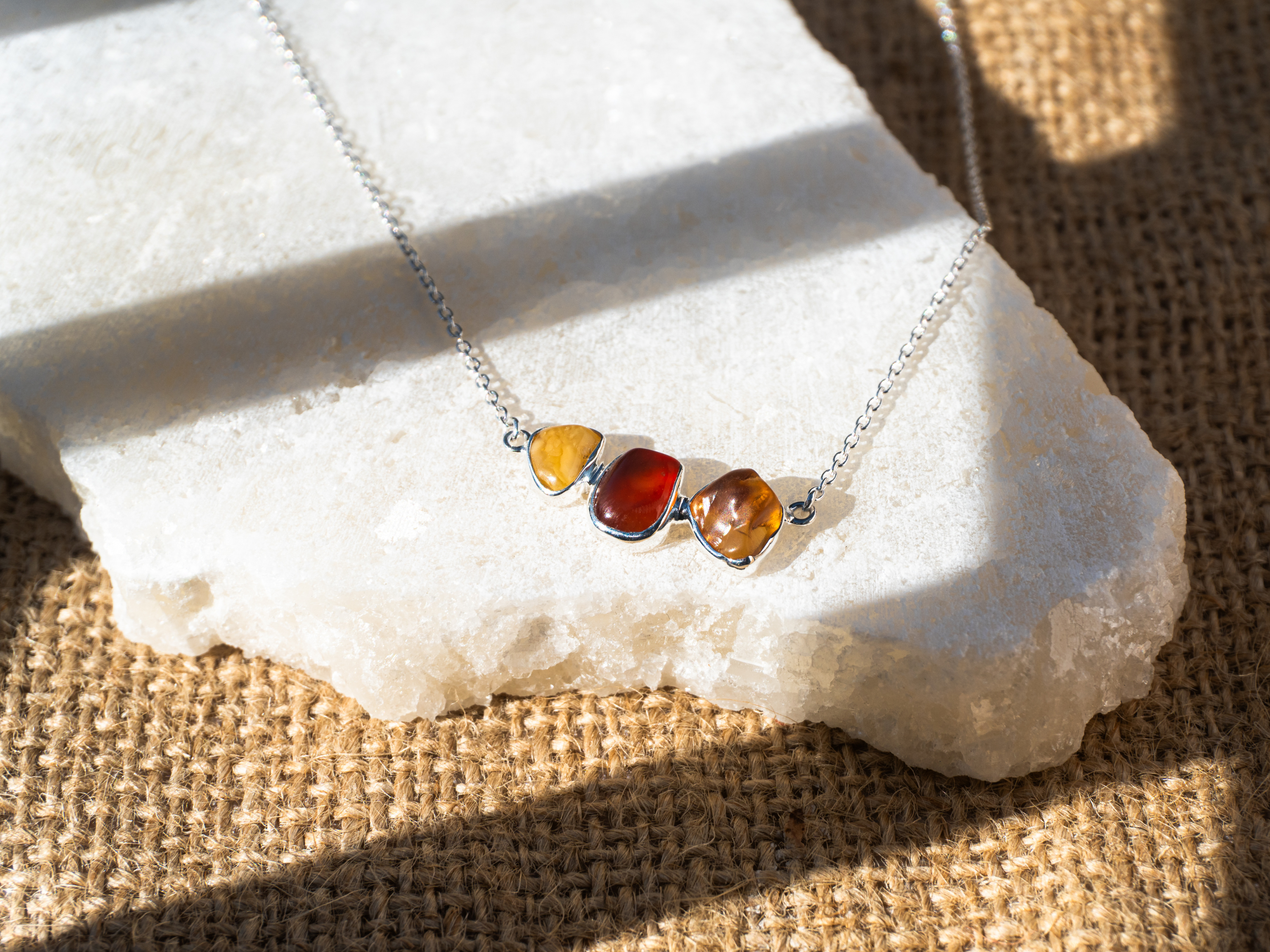 The Jasmine Necklace: Orange Citrine, Carnelian and Amber