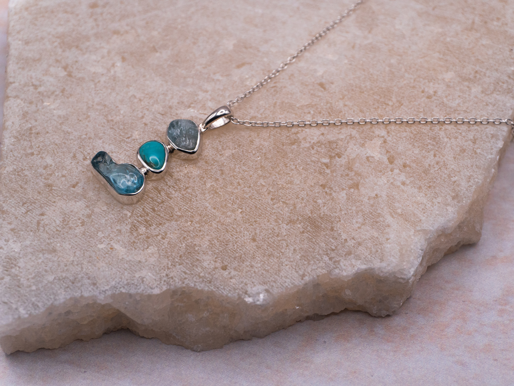 The Marigold Necklace: Blue Topaz, Aquamarine and Turquoise