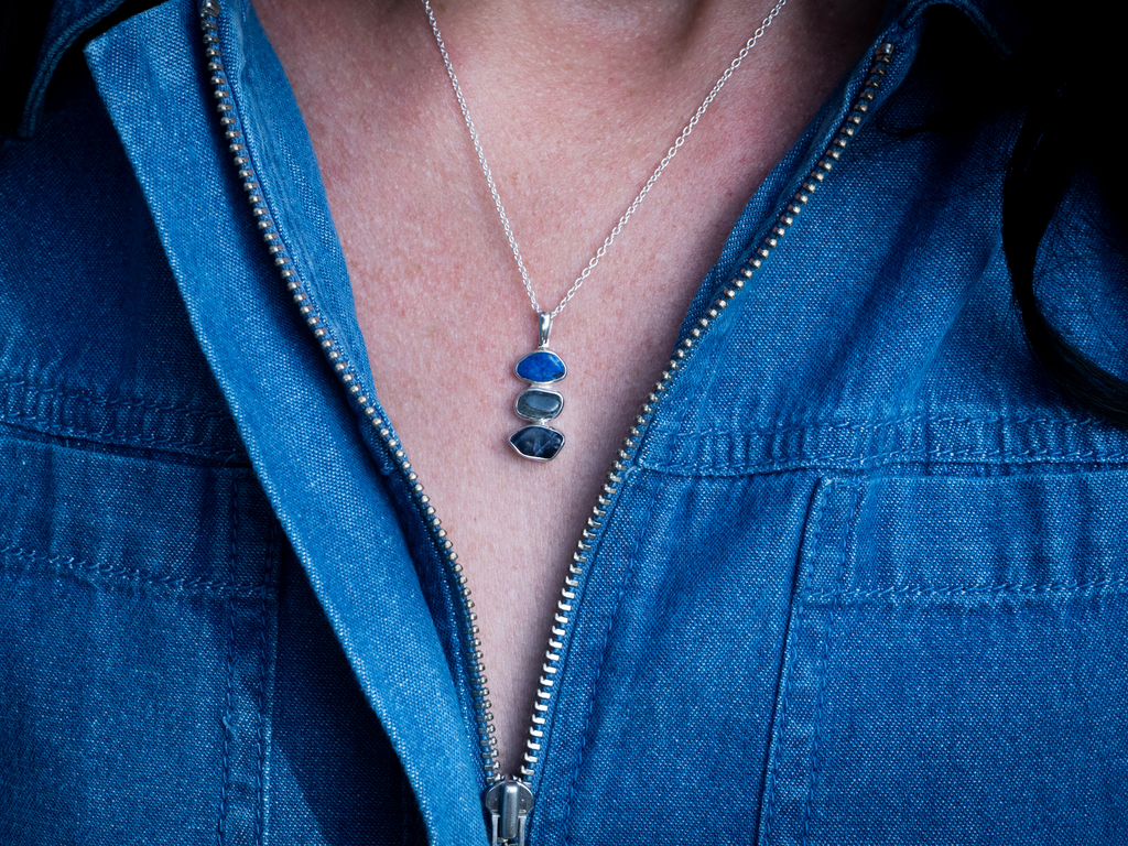 The Marigold Necklace: Kyanite, Sodalite and Lapis Lazuli