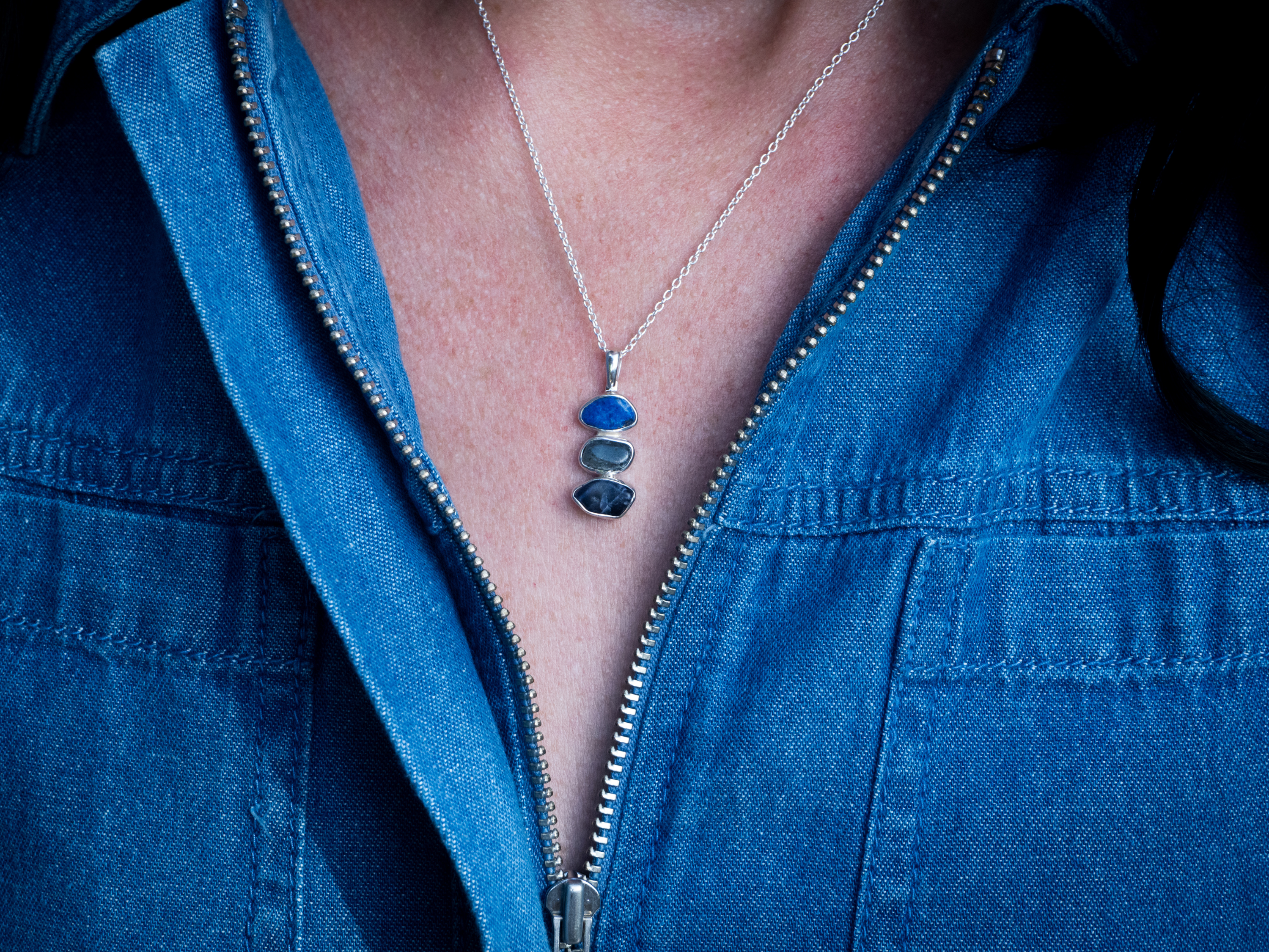The Marigold Necklace: Kyanite, Sodalite and Lapis Lazuli