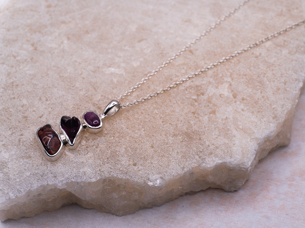 The Marigold Necklace: Garnet, Rhodonite and Ruby
